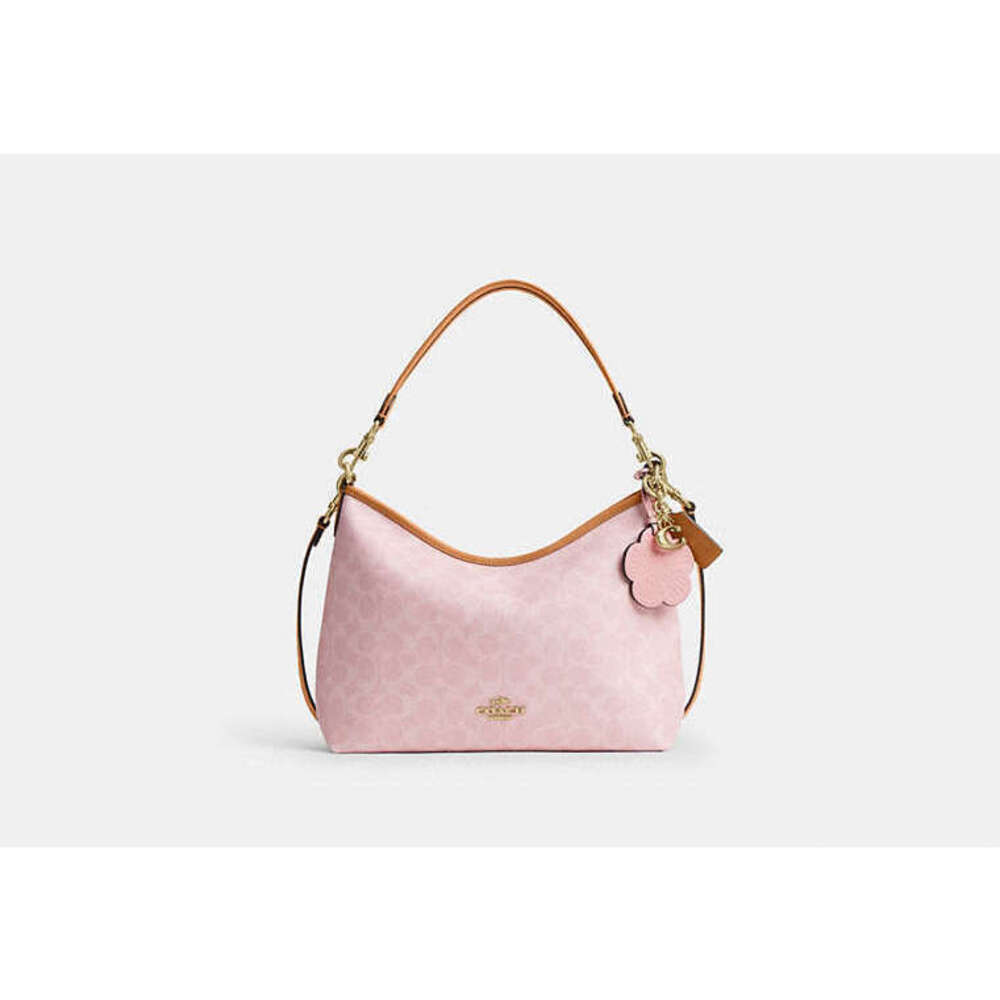 Laurel Shoulder Bag In Signature Canvas With Charms Powder PINK